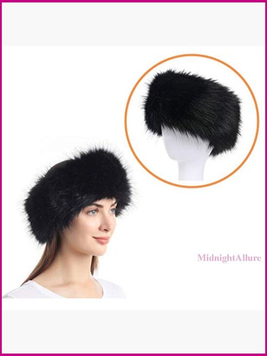 Faux Fur Headband Winter Earwarmer Stretch Earmuff Polar Fleece Lined main image 5